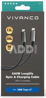 Vivanco cable USB-C - USB-C 4.0 LongLife Charging 240W 1m (64014)