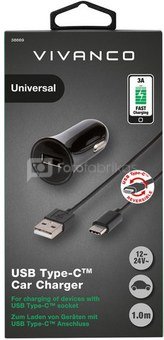 Vivanco car charger USB-C 3A 1m, black (38669)