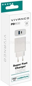 Vivanco charger USB-A/USB-C PD3 20W, white (62401)