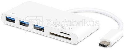 Vivanco USB-хаб USB-C + считыватель карт памяти, белый (34295)