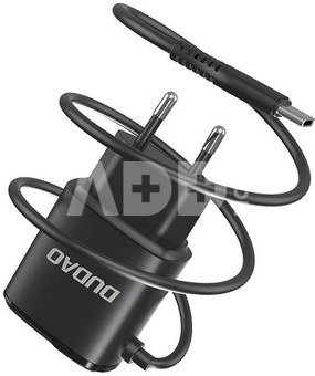 Wall charger Dudao A2Pro 2x USB with USB-C cable (black)