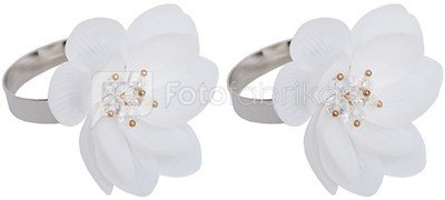 Žiedas servetėlėms Gėlė 2 vnt. sidabrinės/baltos sp. DIA 4,5 cm, 4,5 x 6 cm 5333