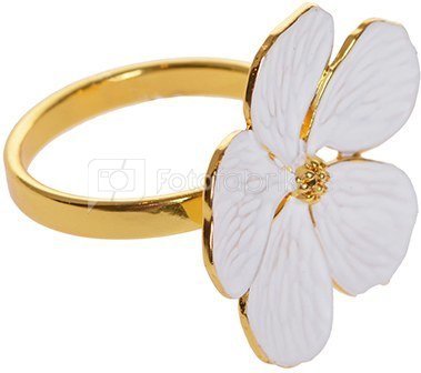 Žiedas servetėlėms Gėlė auksinės/baltos spalvos DIA 3,5 cm, 4 x 4 cm 3490