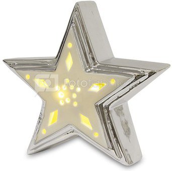 Žvaigždė sidabro spalvos su led lemputėmis 13,5x14x5 cm 108937