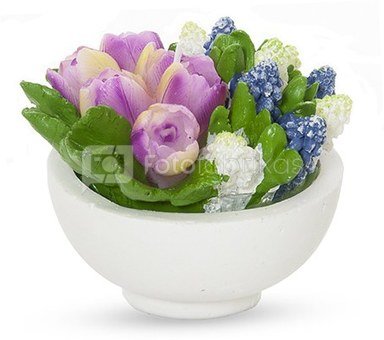 Žvakė pavasarinių gėlių puokštė vazonėlyje 10,5 x 8,5 cm LAW3931