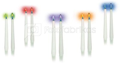 Žvakės su spalvota liepsna 2 vnt. 20 cm 871125253237 (5 spalvų)