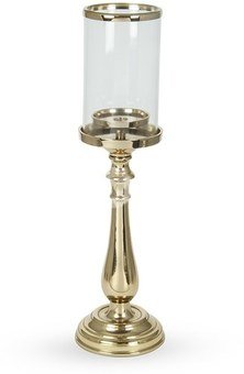 Žvakidė 1 žv. metalinė nikeliuota su stiklu aukso sp. 51 cm SAVEX