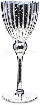 Žvakidė ant kojelės sidabro spalvos stiklinė 30x13x13 cm 131355