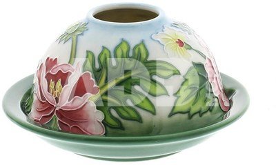 Žvakidė keramikinė su gėlių piešiniu TW8013 H:4 W:12 D:12 cm