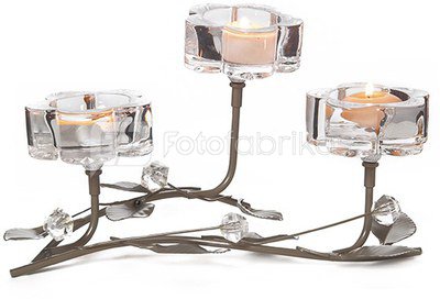 Žvakidė metalinė su stiklu skaidriu 3 žv. D7669 33x21x16cm SAVEX