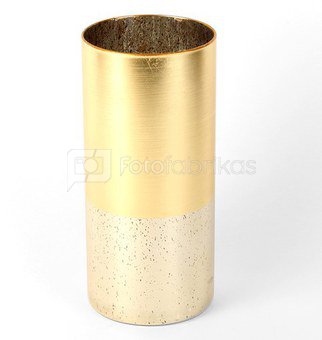Žvakidė stiklinė cilindro formos aukso sp. H:22 W:10 D:10 cm HE997