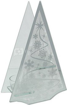 Žvakidė stiklinė eglutės formos 16 cm XM1303 žiema