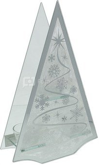 Žvakidė stiklinė eglutės formos H:29 W:19 D:6 cm XM1304 kld noakc