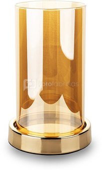 Žvakidė stiklinė/metalinė auksinės spalvos 19,5x12x12 cm 133725