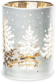 Žvakidė stiklinė skaidri baltos/auksinės sp. 12,5x10x10 cm 132921 KLD