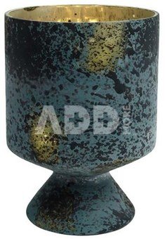 Žvakidė stiklinė tamsiai mėlyna 12x12x17 cm Julen PTMD 98319