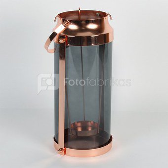 Žvakidė žibintas cilindro formos stiklo/metalo H:28 W:14 D:12 cm HE982
