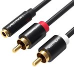 3.5mm Female to 2x Male RCA Audio Cable 1.5m Vention VAB-R01-B150 Black