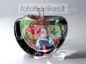 Apple shape crystal with photo (80 x 70 x 45mm)