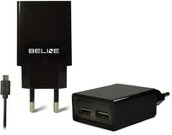 Beline Travel charger 2xUSB + microUSB 2A black