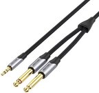 Cable mini jack 3.5 mm to 2x jack 6.5 mm Vention BARHG 1.5m (grey)
