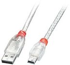 CABLE USB2 A TO MINI-B 2M/TRANSPARENT 41783 LINDY