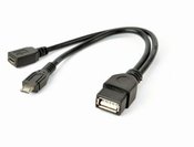 Cablexpert USB OTG AF + Micro BF to Micro BM cable, 0.15 m
