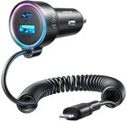 Car charger Joyroom JR-CL08, 3-in-1, 1x USB + 1x PD, 55W + Lightning cable (black)