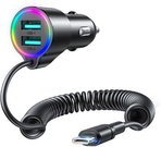 Car charger Joyroom JR-CL24, 2x USB + Type-C cable (black)