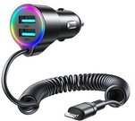 Car charger Joyroom JR-CL25, 2x USB + Lightning cable (black)