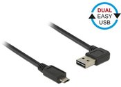 Delock Cable USB micro AM-BM 2.0 5m black right angle left/right Dual EasyUSB
