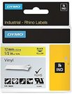 Dymo Rhino Label IND, Vinyl 12 mm x 5,5 m black to yellow
