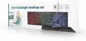 Gembird 3-in-1 Backlight Desktop Set KBS-UML-01 Keyboard, Mouse and Pad Set, Wired, Mouse included, US, Black