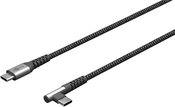 Goobay 64659 USB-C to USB-C Textile Cable with Metal Plugs (Space Grey/Silver), 1 m