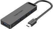 Hub 5in1 with 4 Ports USB 3.0 and USB-C cable 0.15m Vention TGKBB Black