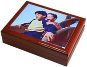 Prisiminimų dėžutė su nuotrauka (18x18cm, ruda)