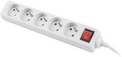 Lanberg Power strip 3m, white, 5 sockets, with switch, cable made of solid copper