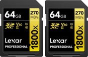 LEXAR PRO 1800X SDXC U3 (V60) UHS-II R270/W180 64GB - 2PACK