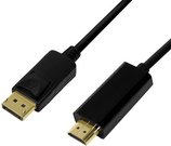LogiLink DisplayPort cable 1.2 to HDMI 1.4, black, 1m