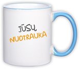 Puodelis spalvota rankenėle. Melsvas (300 ml)