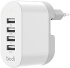 Nástěnná nabíječka Budi, 4x USB, 34 W (bílá)