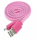 Omega cable microUSB 1m flat braided, dark pink (42327)