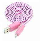 Omega cable microUSB 1m flat braided, light pink (42328)
