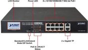 PoE switch 10ch, 1000Mbps, 2 Gigabit uplink