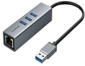 Premium adapter USB 3.0 - USB 3.0 (3 Ports) + RJ45, 0.15m