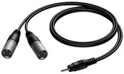 PROCAB Cable audio 3.5 mm jack male stereo 2x XLR male 3m