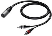 PROCAB Cable audio XLR male 2X RCA/CINCH male 1.5m