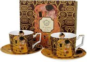 Puodeliai su lėkštelėmis porcelianiniai 2 vnt. 270 ml G.Klimt Bučinys