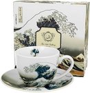 Puodelis su lėkštele porcelianinis 250 ml K.Hokusai