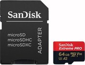 Sandisk memory card microSDXC 64GB Extreme Pro + adapter